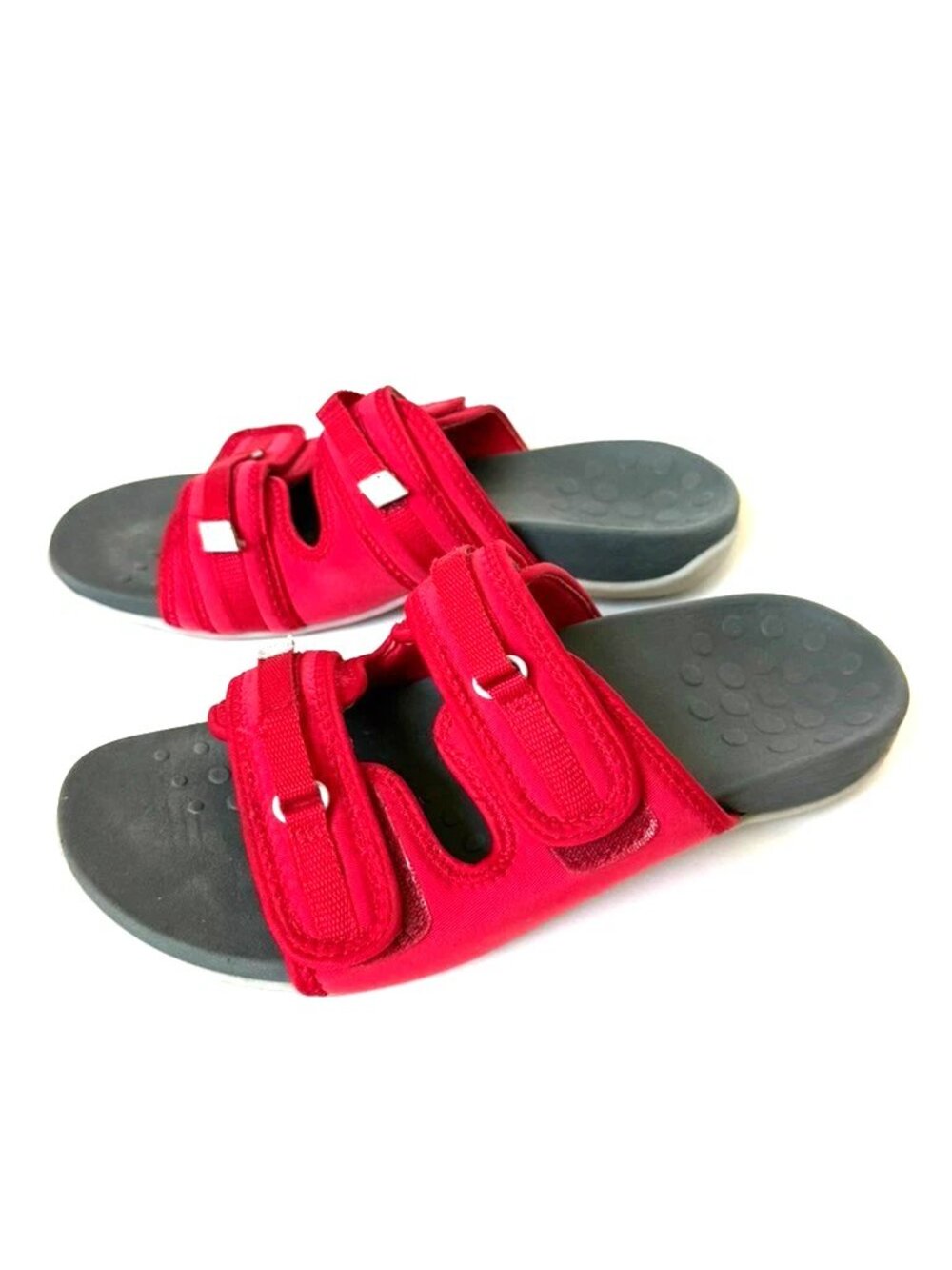 Vionic Womens 8.5 US Sarah Red Slip Slide On Sandal Gray Strappy Neoprene